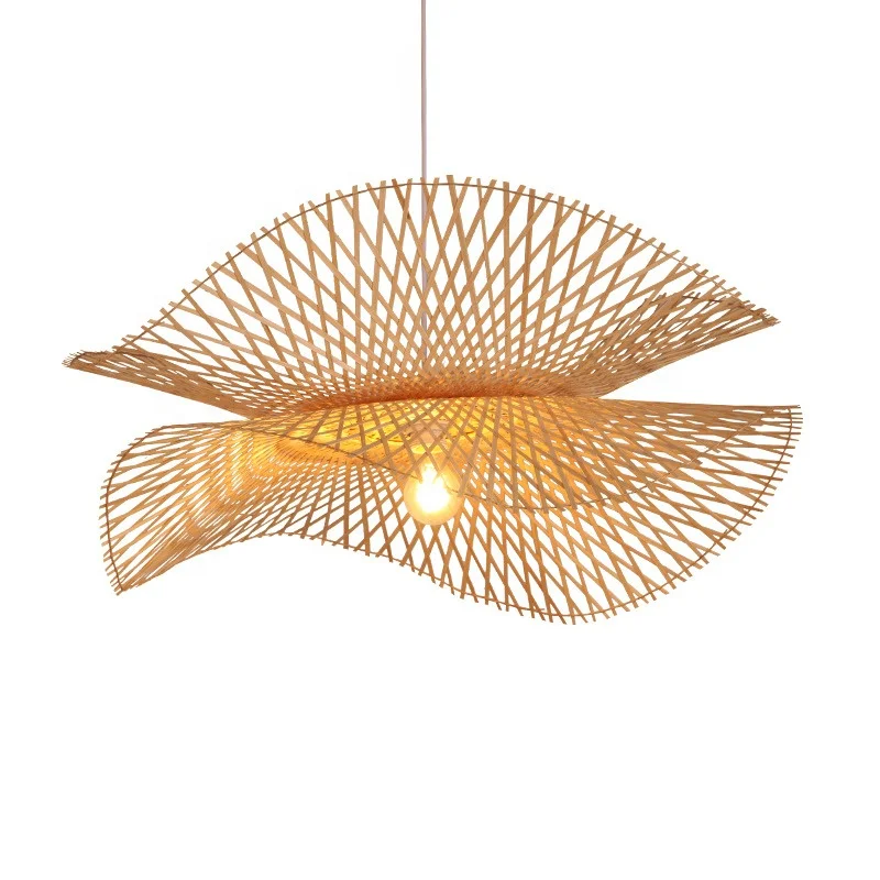Handcrafted Natural Bamboo Lamp With Mesh Lamp Shade