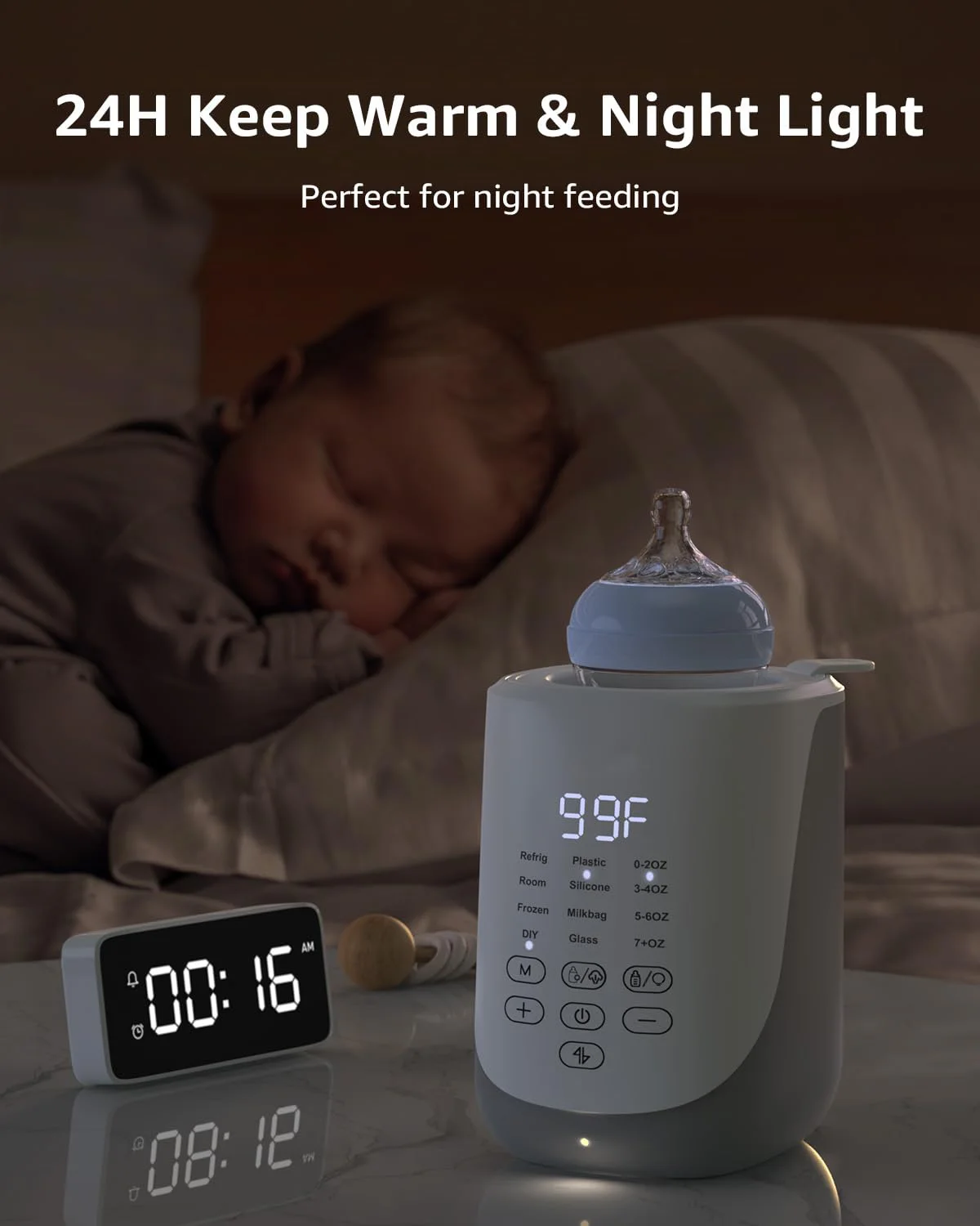 9-in-1 Portable Smart Fast Easy Water Bath Milk Heater Sterilizer Instant Heating Automatic Single Baby Bottle Warmer