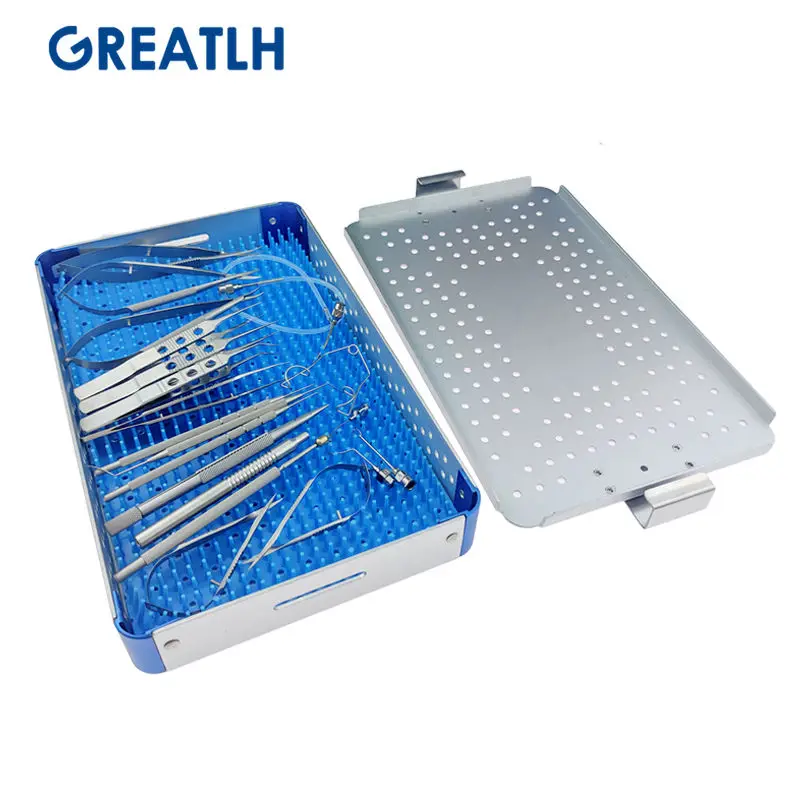 stainless steel 21 pcs instruments cataract surgery set cataracte kit with sterilization box