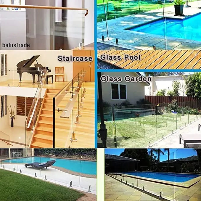 304 Stainless Steel Square Glass Spigots Pool Fence Spigot Clamp Home Garden Stairs Balustrade Railing Balcony Glass Floor Clamp