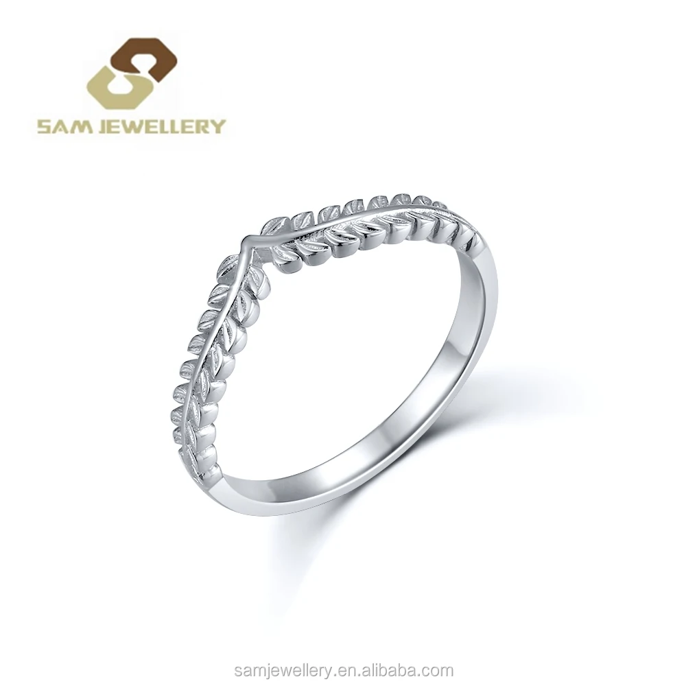 Grain Finger Ring Sterling 925 Silver Stackable Wheat Grains