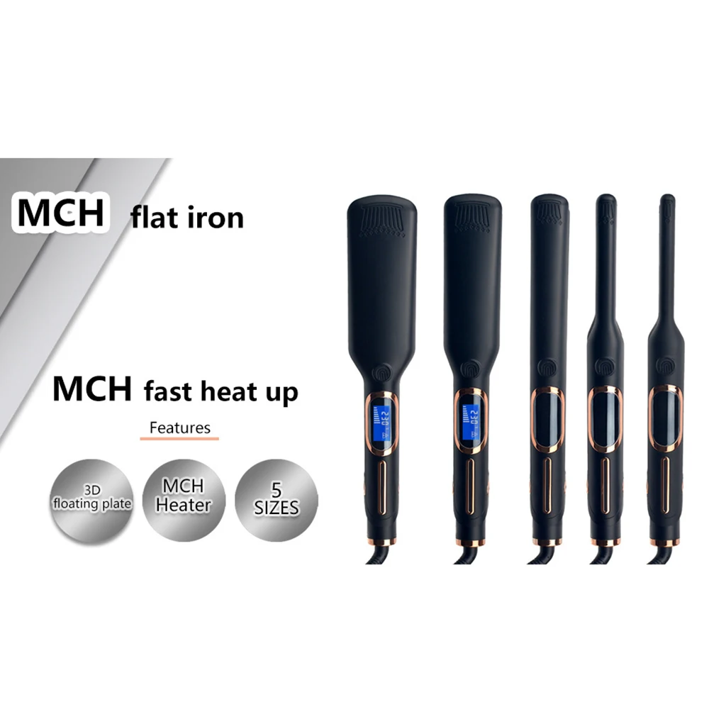 Hot tools for Hair Ceramic 3D Floating Flat Iron Negative Ion 480 Degree MCH Rolling Hair Straightener styler plate