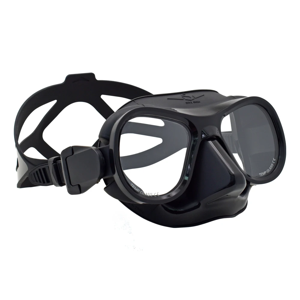 Freediving Full Face Diving Snorkel Mask Liquid Silicone Low Volume 25cc Pink Tempered Glass Slap Strap Neoprene Dive