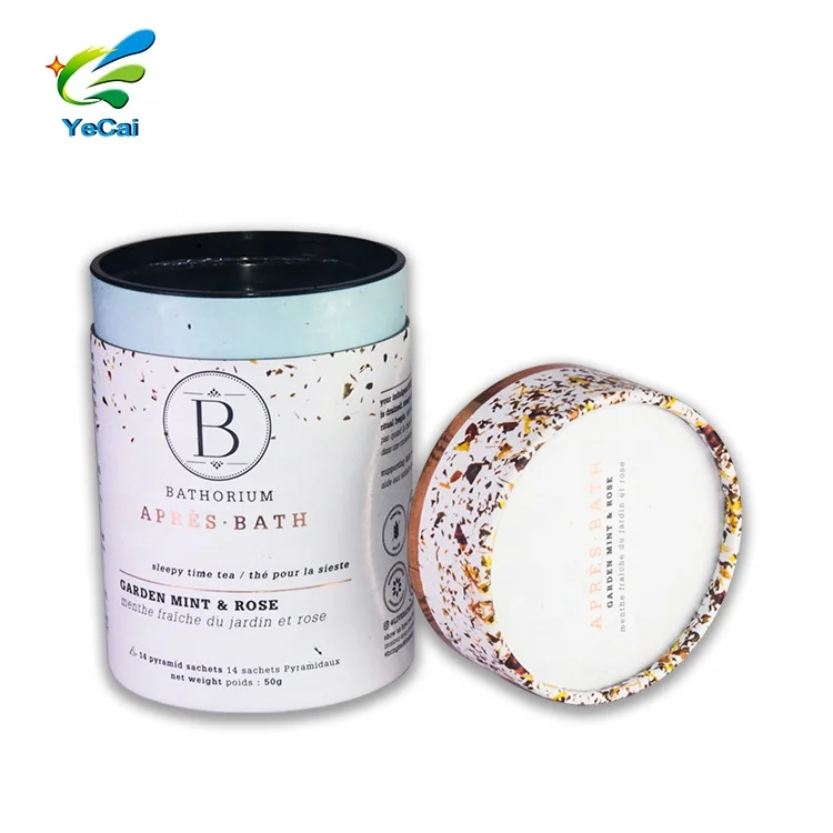 Custom Rotating Sifter Loose Powder Cardboard Jar Biodegradable Compact Kraft Paper Tube Box Bath Salt Container Packaging