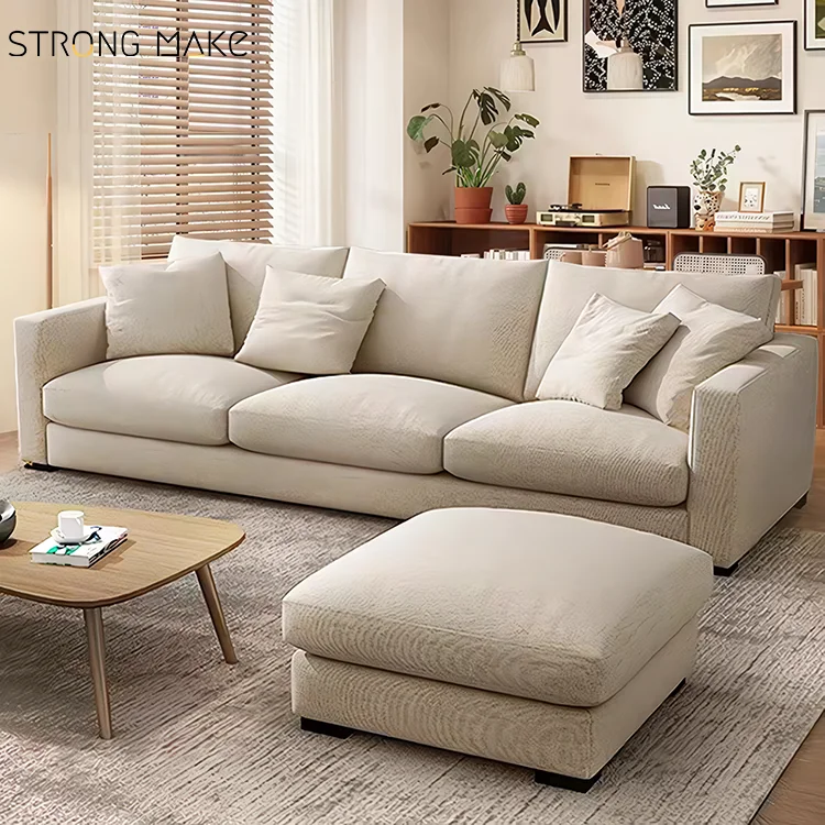 New Arrival Ivory Fabric Sofa Furniture Meuble Pour Canape Salon Modern Recliner Couches Luxury Living Room Sofa With Ottoman