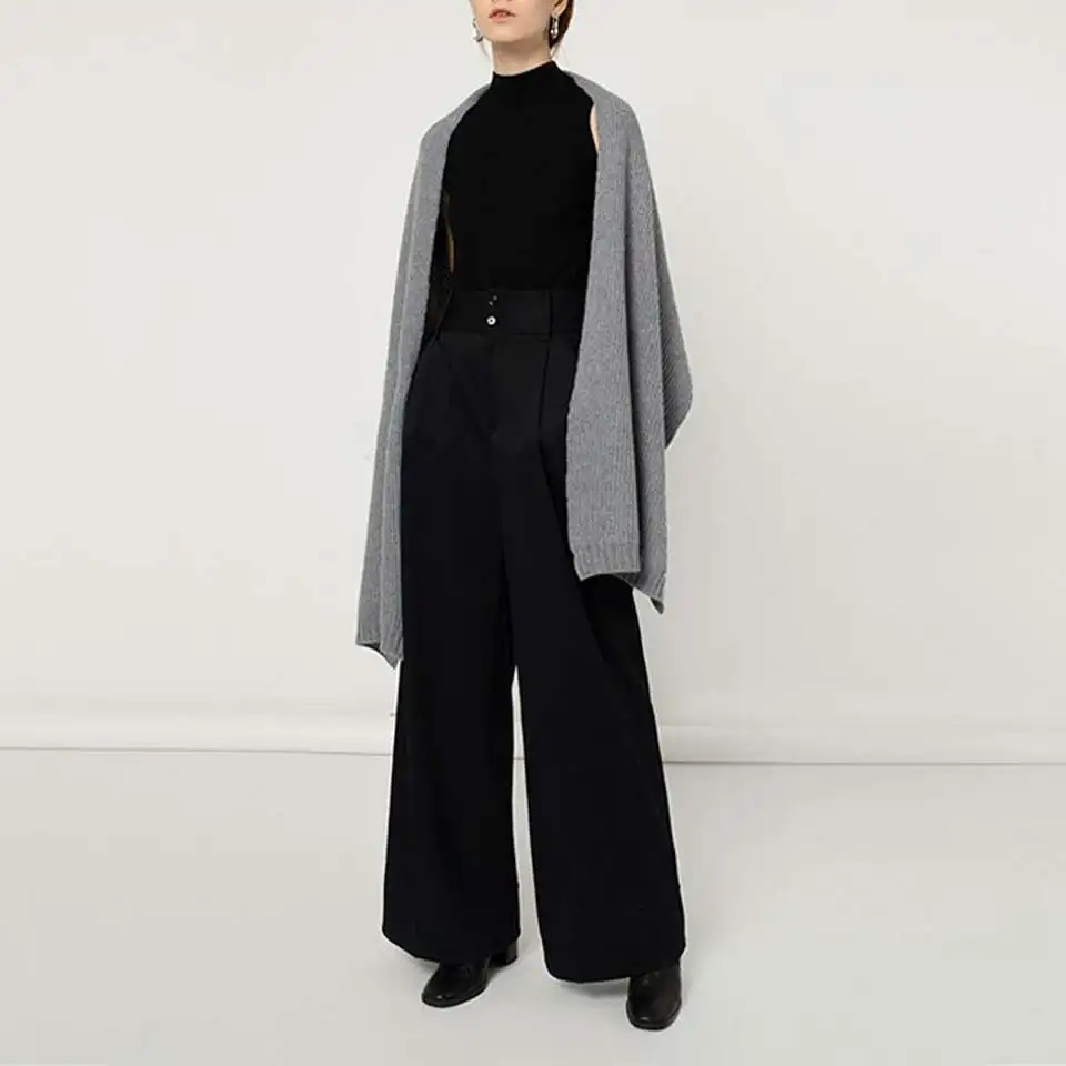 Guoou popular custom knit shawl thickened 100% cashmere rib knit unisex scarf