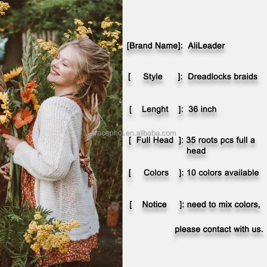 Brown Handmade Dreadlocks Hair Extensions 36 Inch Crochet Braids Maya Hip-Hop Synthetic Dreads Crochet Braiding Hair