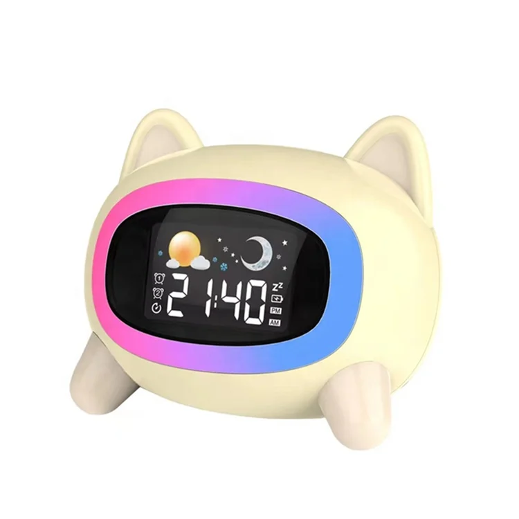 Cute cartoon clocks smart home decor table small child modern digital alarm clock night light bedroom sleep trainer for kids