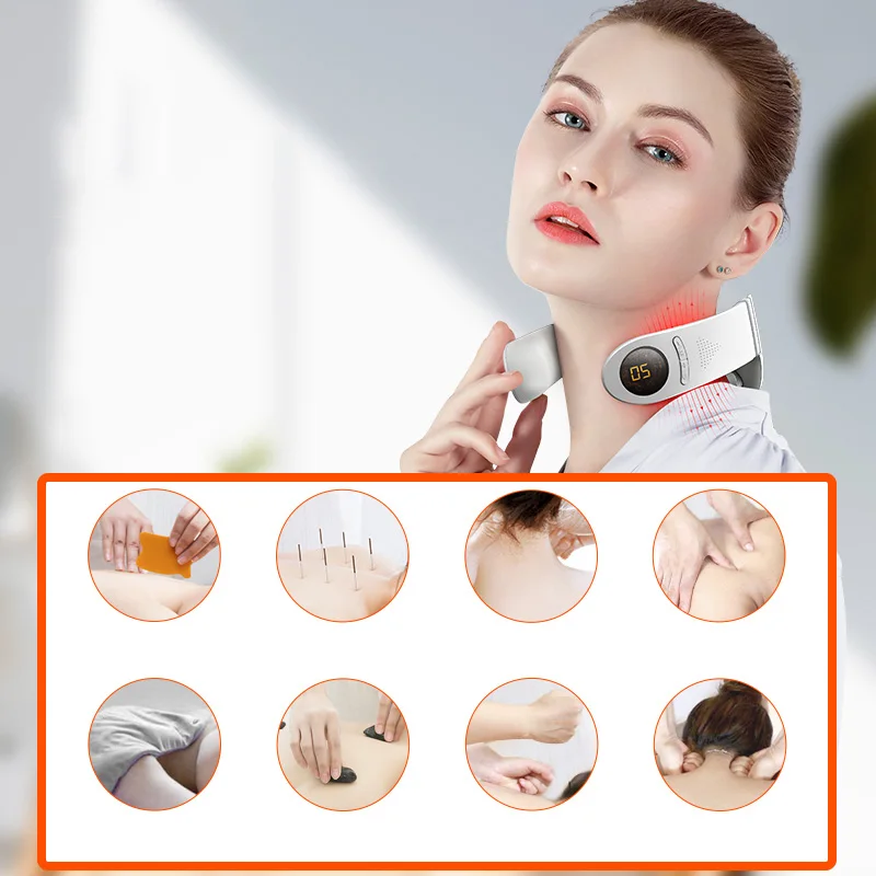 Ems smart heat laser neck massager 2 point pressure with remote