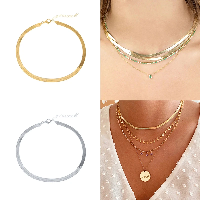 2024 NEW 925 Sterling Silver Fashion Plain Snake Necklace Unusual Snake Choker Necklace Set for Women Jewelry Drop Shipping