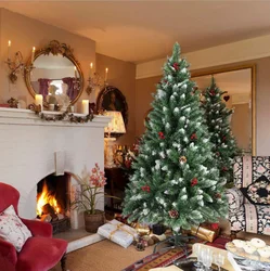 Wholesale 2022 new Xmas ornaments PVC green fiber-optic christmas tree with led star