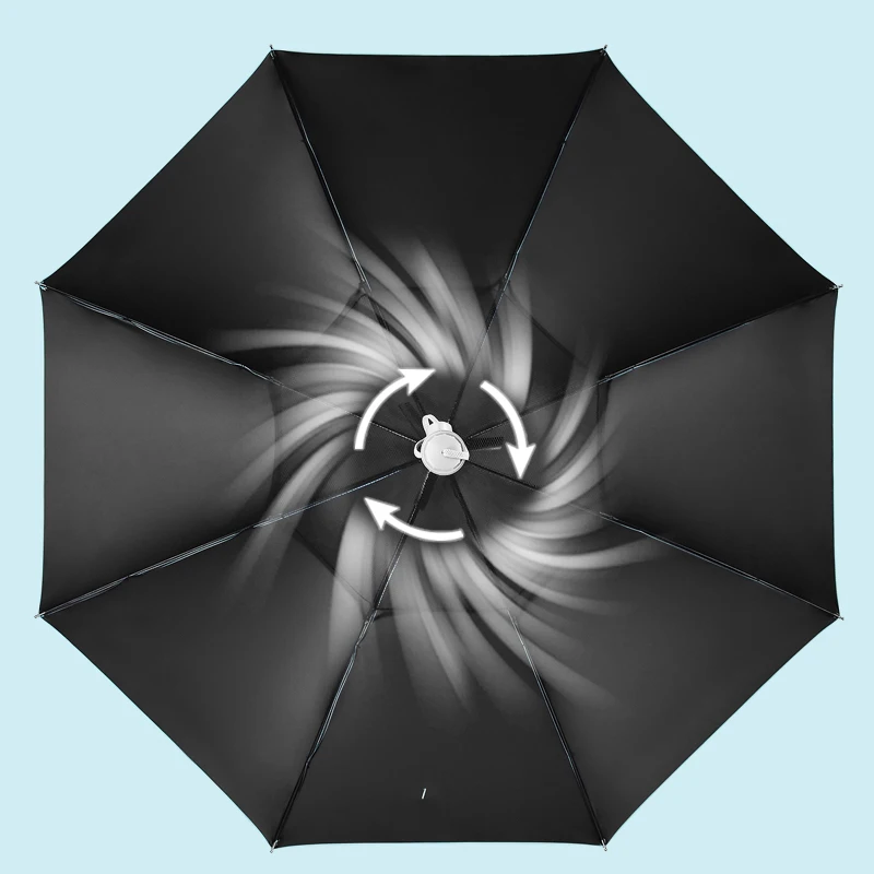 Good Quality Straight High Density Waterproof Strong Windproof Black Coated UV Protection Fan Spray Umbrella