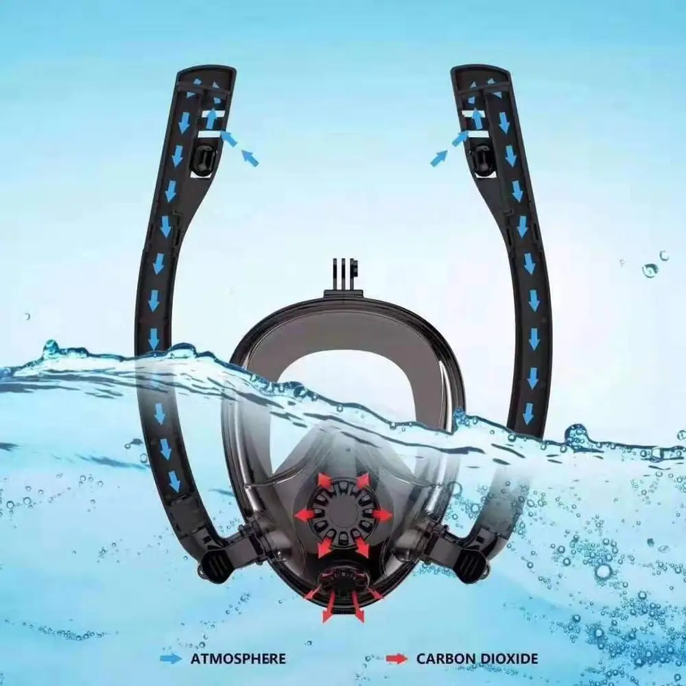 2020 double tube snorkel mask orange snorkel mask full face wild horn
