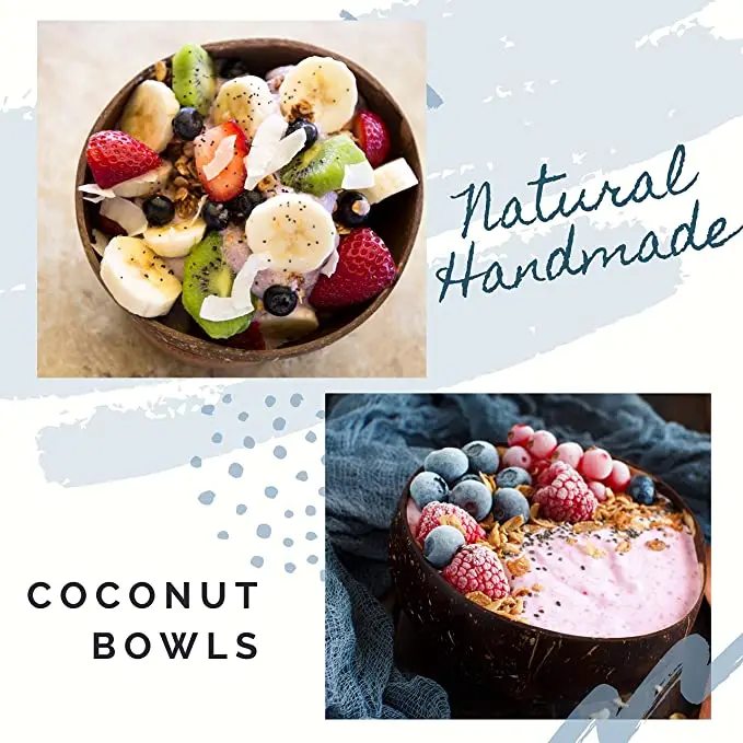 Old coconut shell bowl breakfast oatmeal bowl coconut shell tableware sugar water light food container