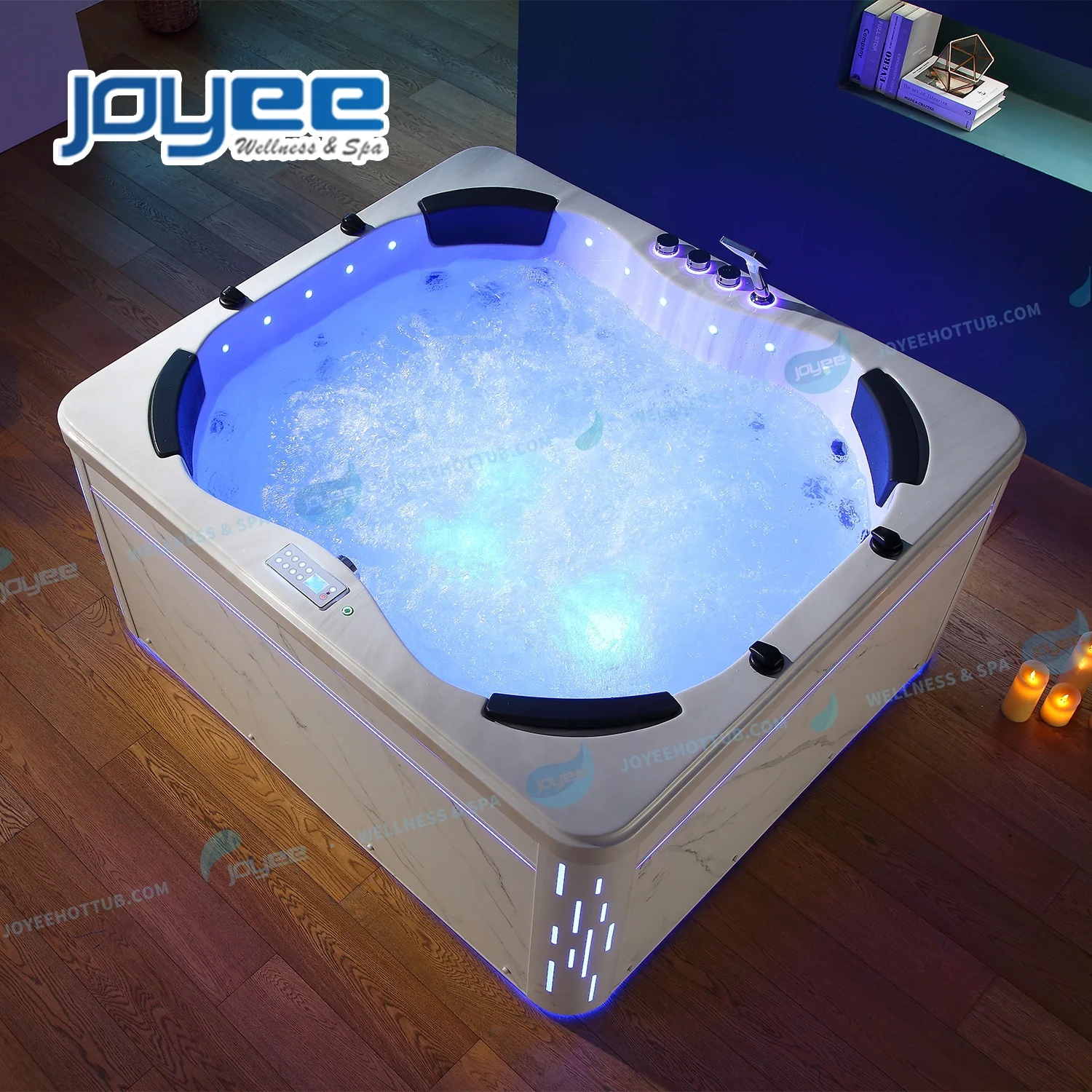 JOYEE Air Bubble Soaking Massage 4 Persons Indoor Bathtub Spa Bluetooth Music Design With Heater Indoor Spa Tub