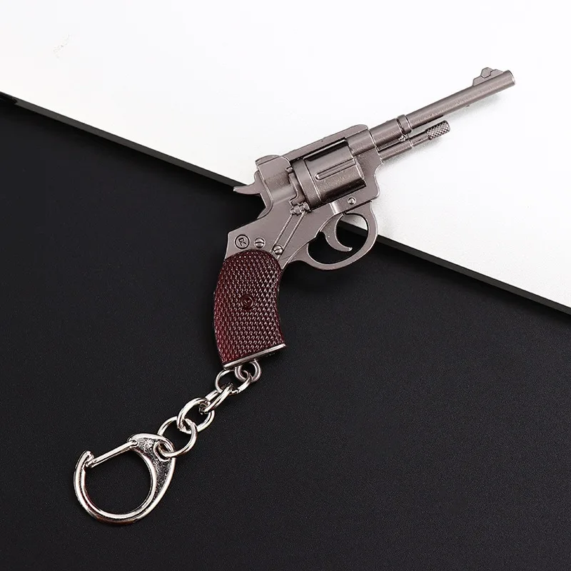 Hot Sale Small Revolver Gun Key Chain Alloy Model Weapon Pendent Custom Gun Keychain