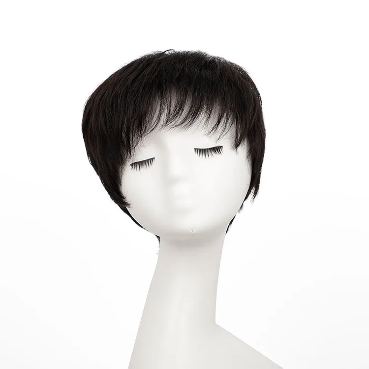 Оптовая продажа, вьетнамские натуральные Необработанные индийские бразильские черные женские волосы с выровненной кутикулой, короткие челки, прямые человеческие волосы, парик