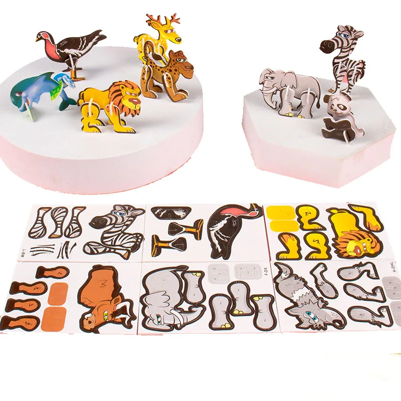 Three-dimensional dinosaur puzzles DIY kindergarten  hand-assembled puzzle toy