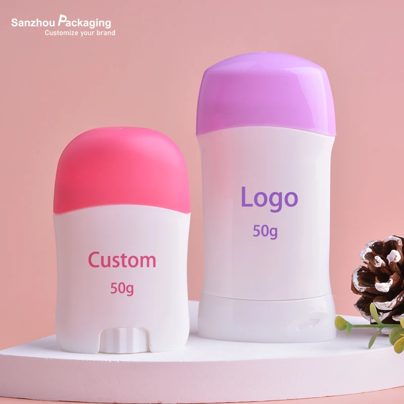 30ml/50ml/75ml empty ECO plastic twist bottom flat oval rotating push up deo stick container sunscreen packaging