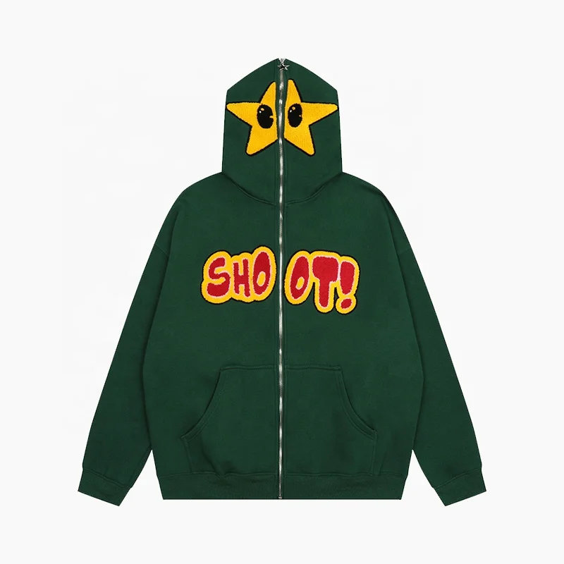 2023 New Arrivals Manufacturers Custom Chenille Embroidery Logo Men High Quality 100% Cotton Zipper Full Zip Up Hoodies