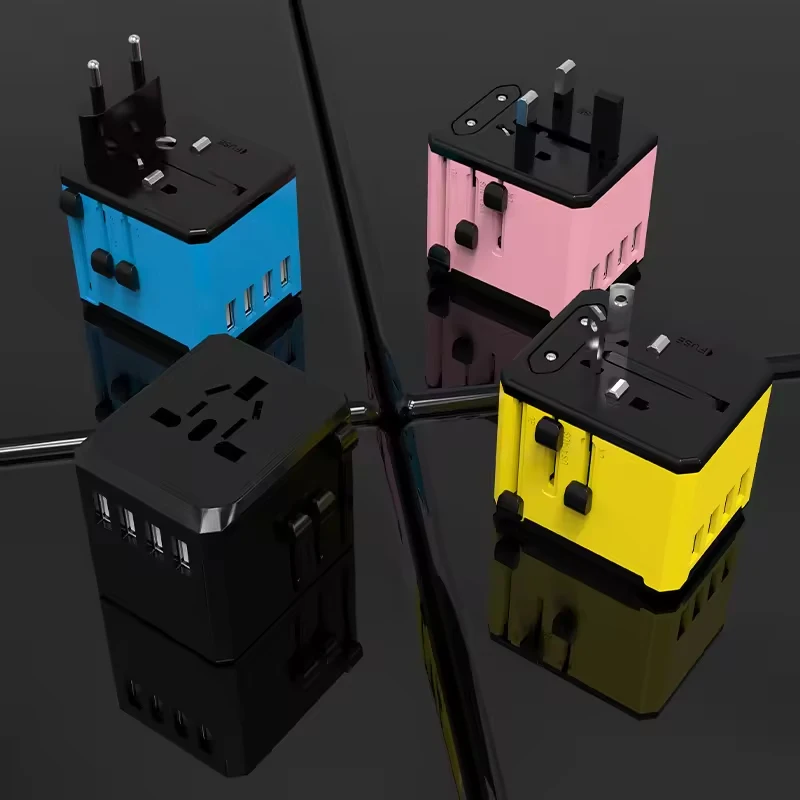 Universal Type C + 4 USB Smart Charger Electrical Plug Socket ABS Travel Adapter