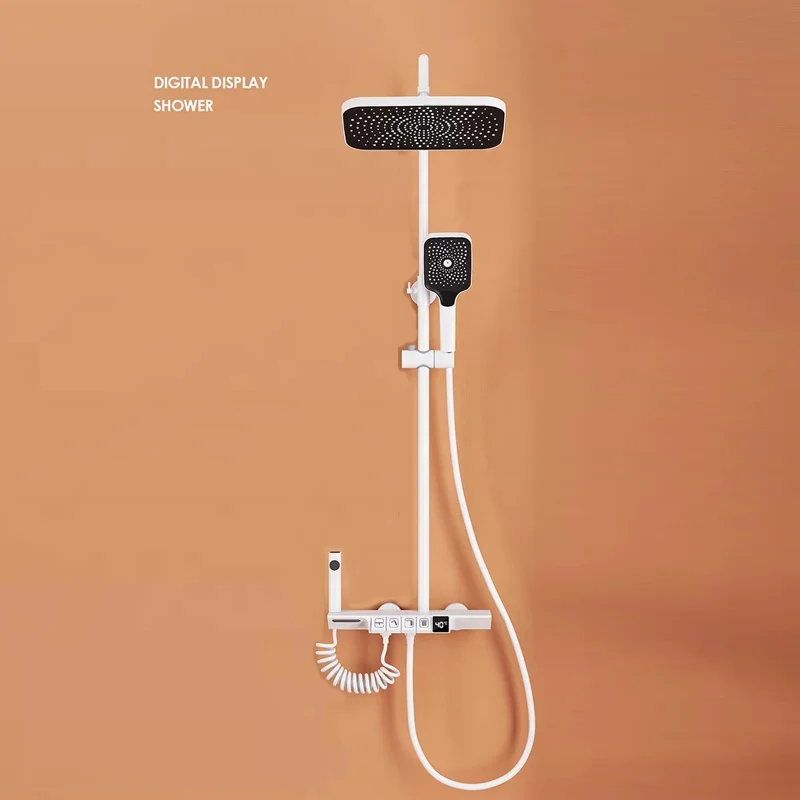 Digital Display Shower System Senducs Black Gold Bathtub Mixer Faucet Hot Cold Bathroom Tap Thermostatic Shower Set