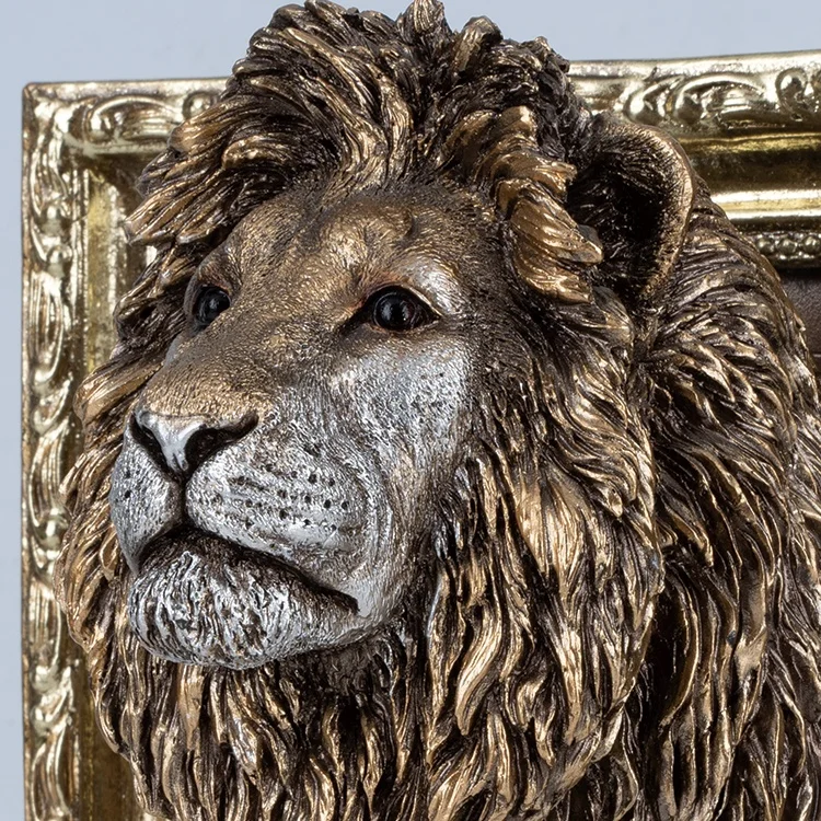 Jiayi Craft Custom Lion Head Wall Sculpture Animal Decoration Wall Arts Lion Head Sculpture