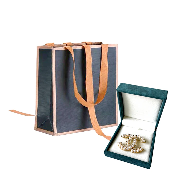 Wholesale Custom Logo Luxury Fancy Blue Pink Velvet Fabric Jewellery Gift Packaging Box Logo