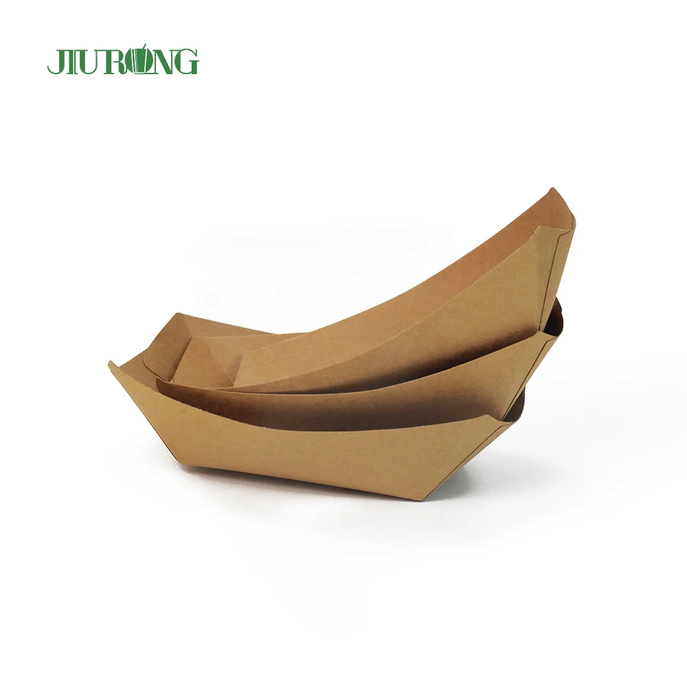Sustainable Eco Friendly Disposable Snack Kraft Food Paper Tray Food  Packaging Container
