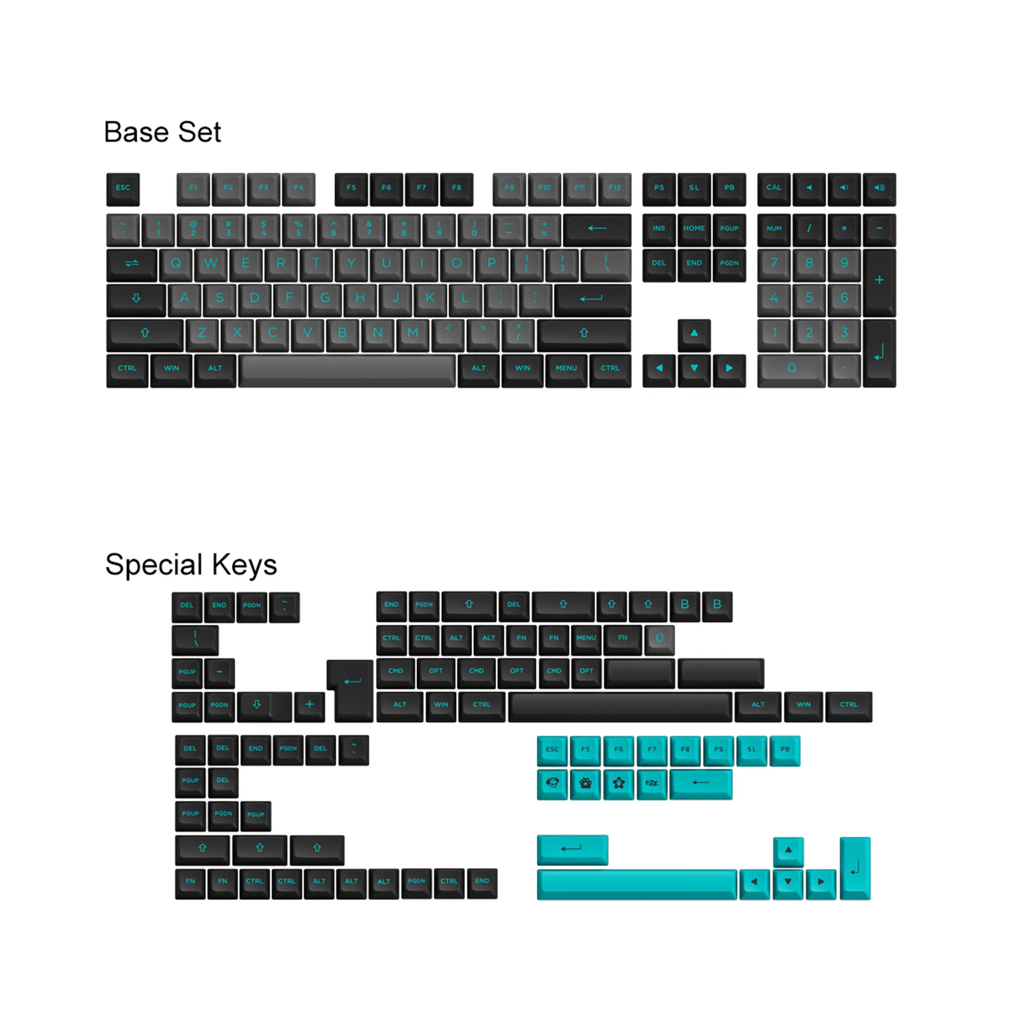 Akko doubleshot keycap US Layout 197 key mechanical PBT ISO keyboard Keycaps