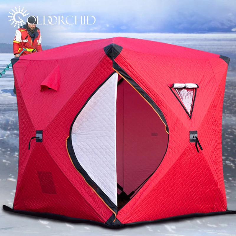 Pop up Custom Outdoor Sauna Tent Room Portable Square Hiking Insulated Camping Ice Cube Winter Fishing Tent Winter Hot Tent