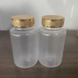 100ml 120ml 150ml 200ml 250ml 300ml  Frosted Empty  plastic Medicine  Pill Bottle with Gold  silver cap