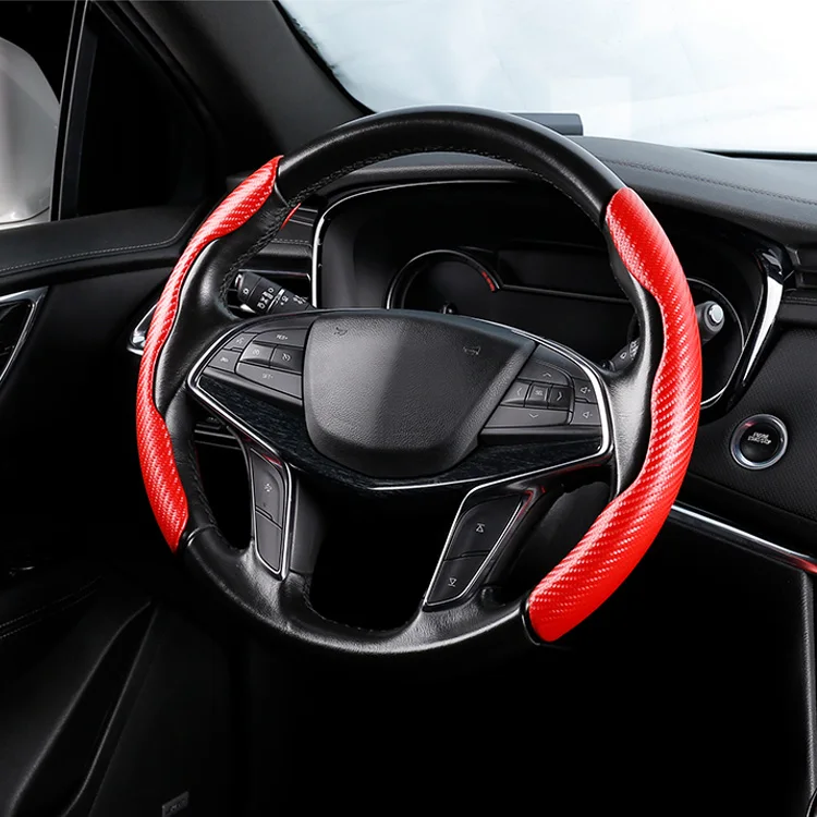 Hot sale universal size 36 38 40 cm carbon fiber leather car steering wheel cover