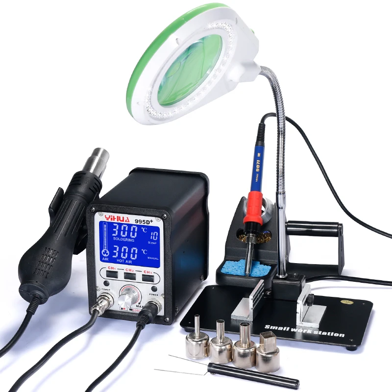YIHUA 995D+ hot air gun soldering iron SMD mobile phone repair rework soldering station