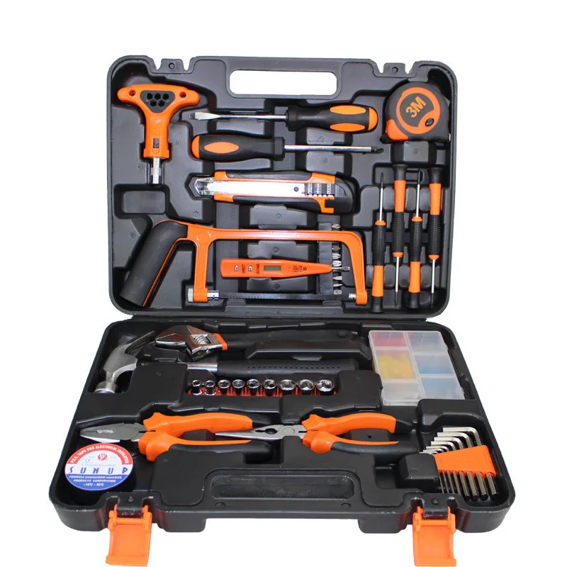78 Pcs Complete Tool Kit Home Toolbox Auto Car Repair Tool Set With Hammer Pliers Screwdriver Wrench Socket Mechanical Work Tool