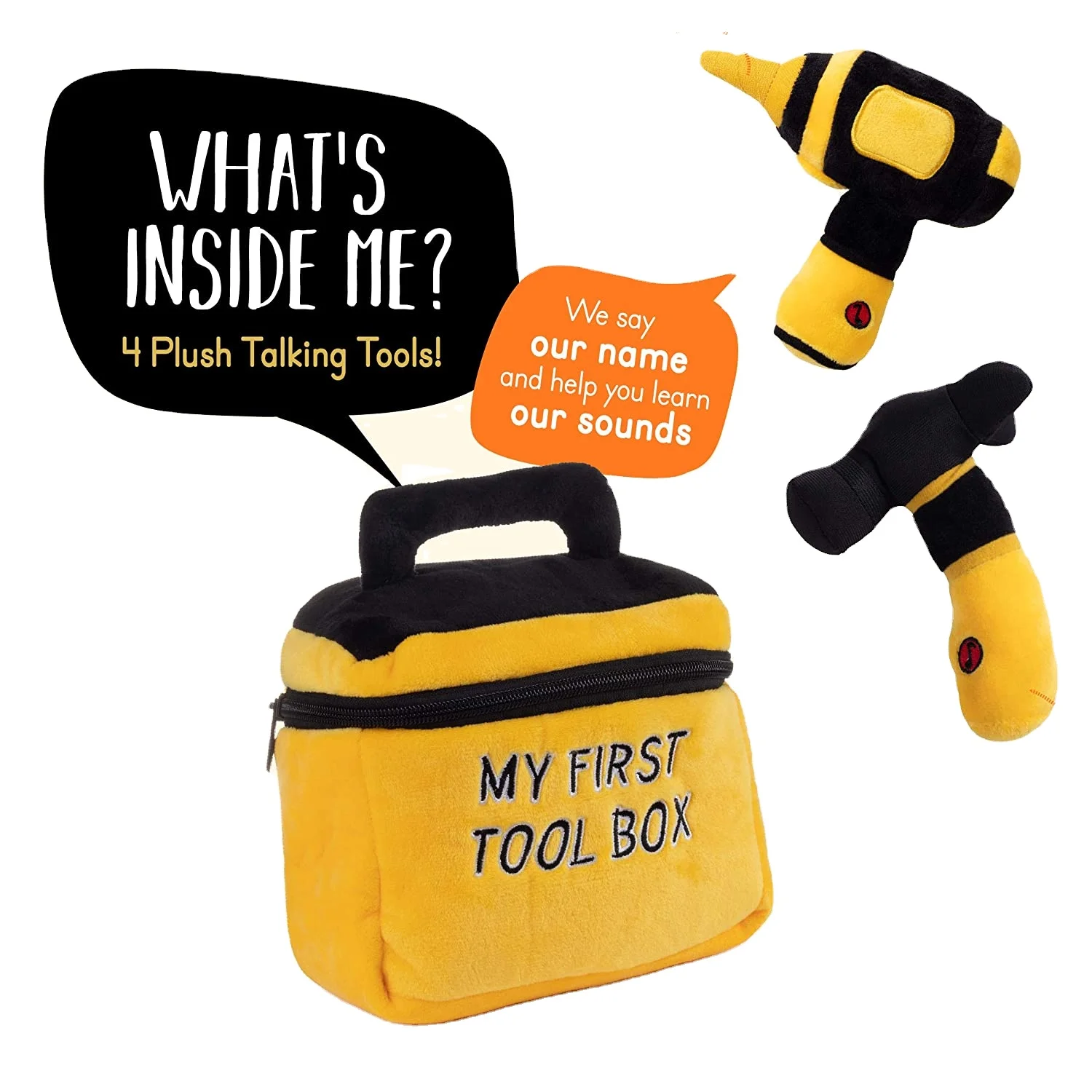 NEW Toy Tool Set for Toddlers Includes Cuddly Hammer Handsaw Screwdriver Hand Drill Zippered Box with Cool Sounds