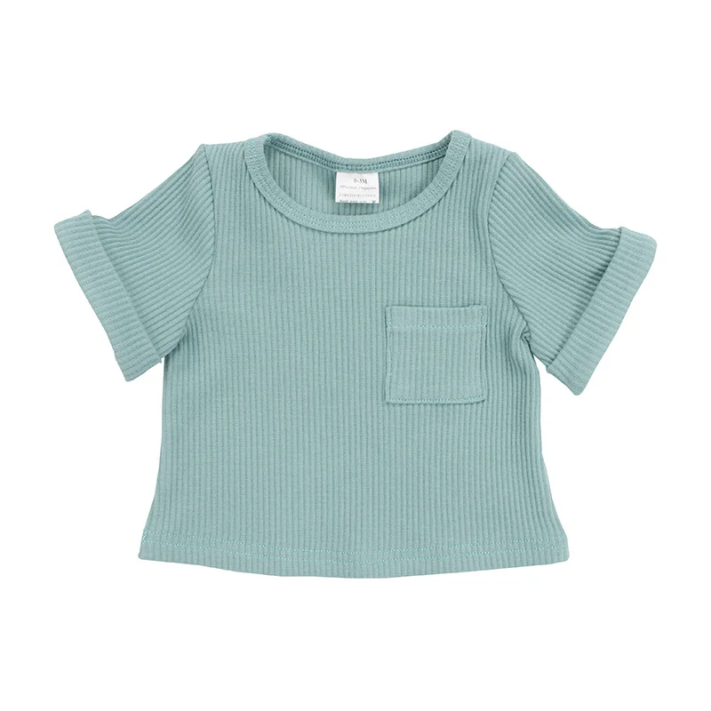 
New summer kids clothing boutique baby clothes top short sleeve ribbed boy shirts 