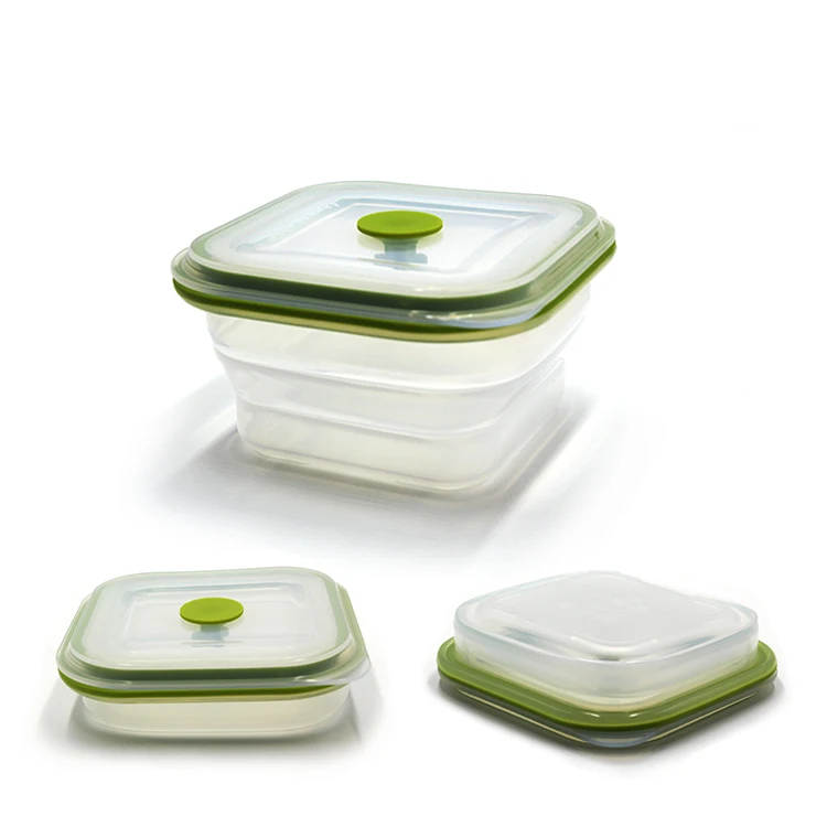 Custom logo kid camping school collapsible food packaging storage silicone bento box set