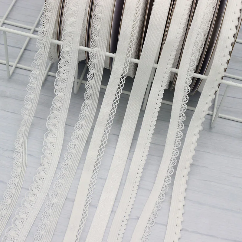 Wholesale Agaric Lace Trim Sewing Elastic Lace Ribbon White for Border Clothing Accessories
