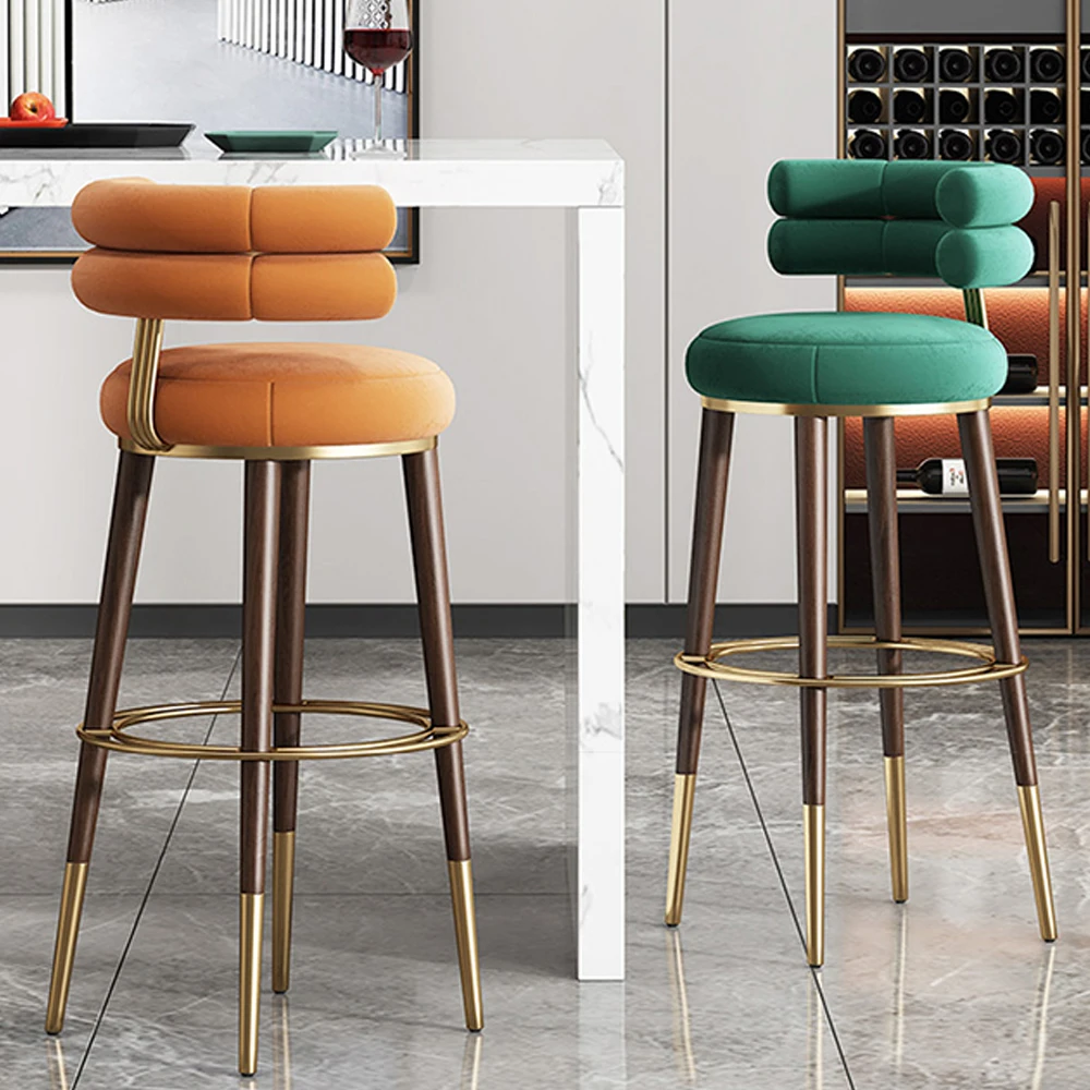 Custom Luxury Modern Counter Height Barstool Wooden hotel Kitchen Island High Chair pub Bar Stools For Restaurants