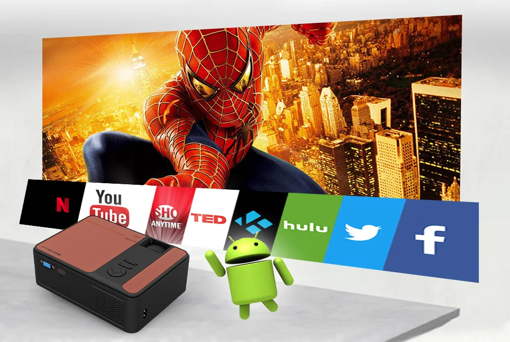 New 4500lumen portable projector phone android mini data show projector wifi mini projector