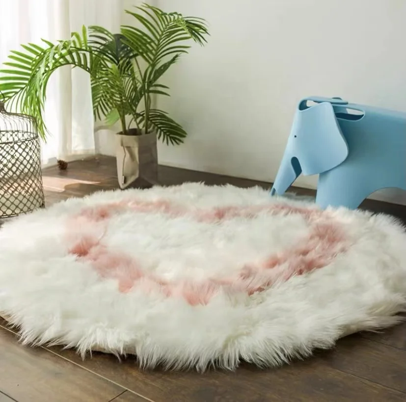 Faux fur rug fluffy ultra soft area rugs Flower shaped carpet