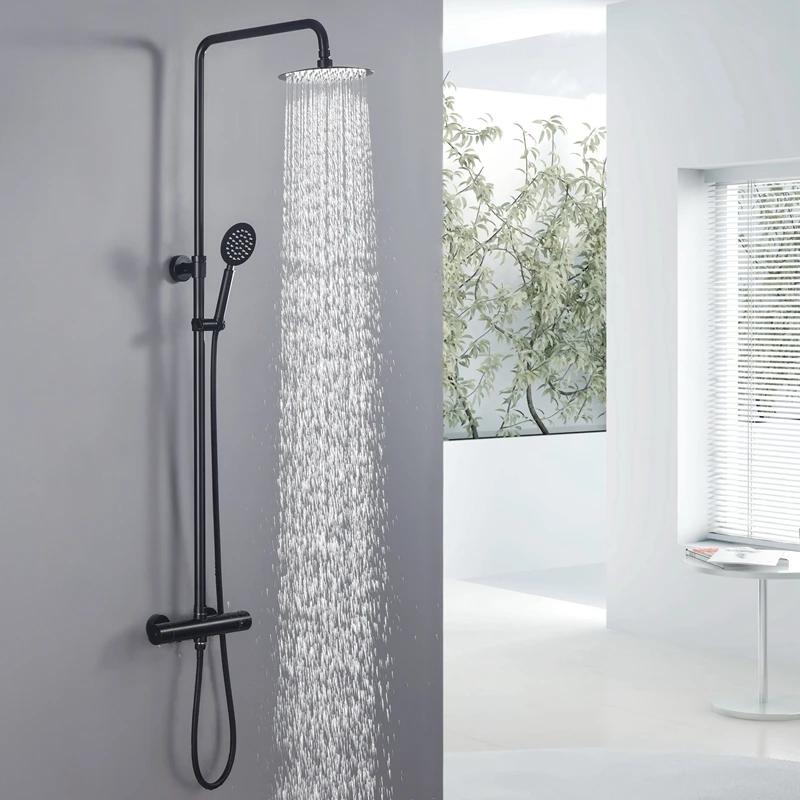 304 stainless steel matte black bathroom hot and cold thermostatic Bathroom wall shower mixer taps