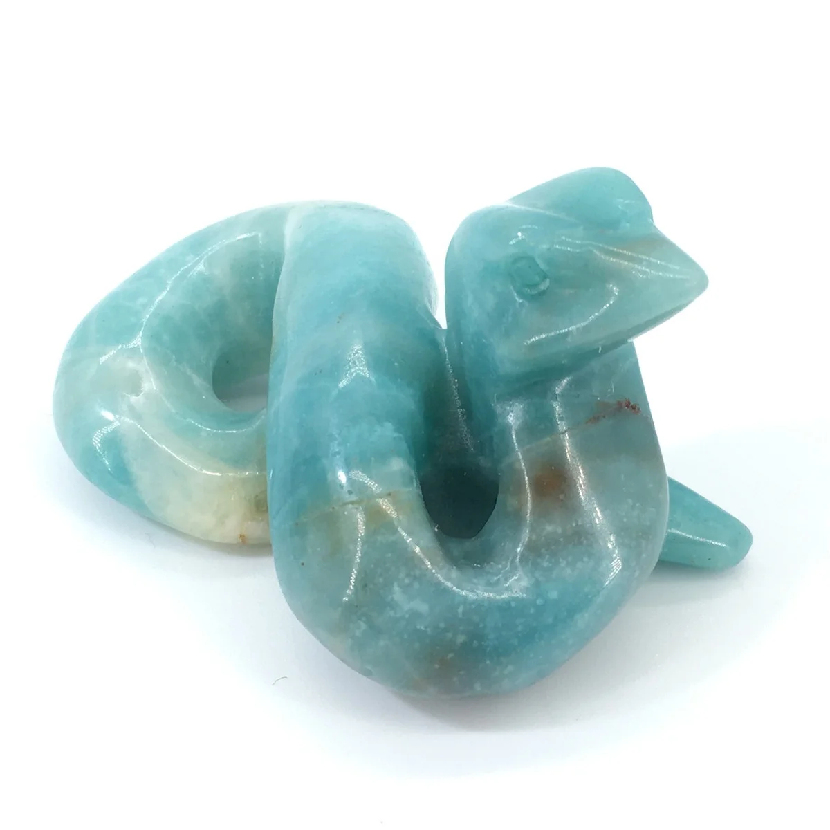 Most popular natural hand carved snake bone quartz stone powder crystal feng shui skulls with snake for decoration