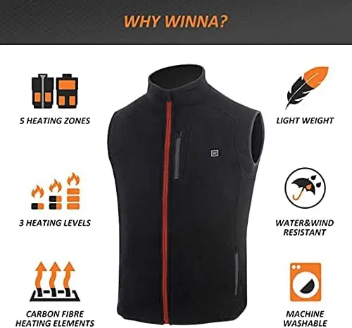 Manufacturer Winter Unisex Men Usb Rechargeable Electric Heater Jacket Heating Warming Thermal Heated Vest