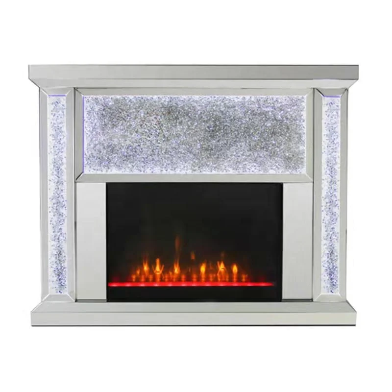 Modern Living Room Crystal Fireplace Fashion Mirrored Fireplace With Remote Control and LED Light