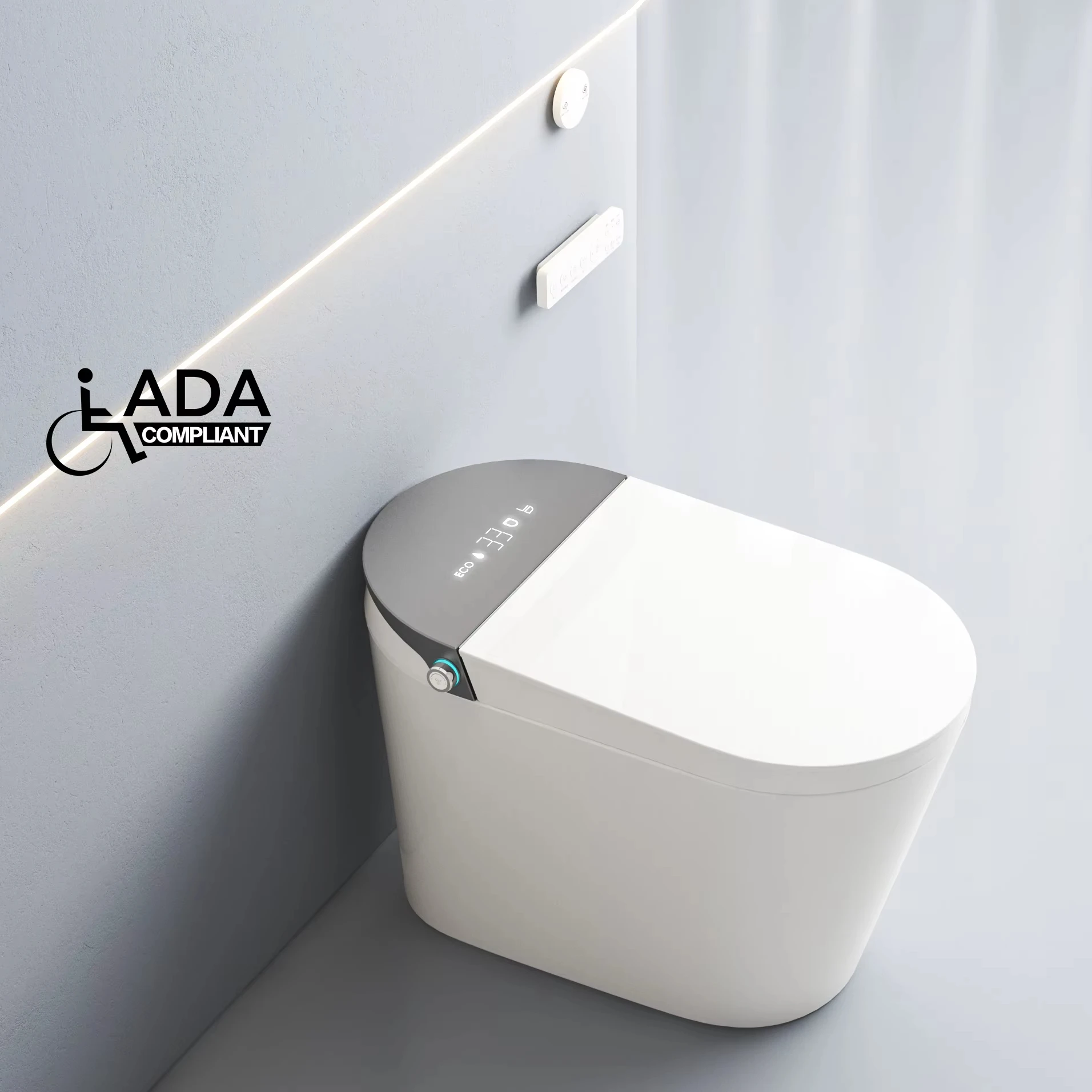 ADA Double U shape Automatic Flushing Modern and Simple Floor Mounted Ceramics Sanitary Siphon Flushing