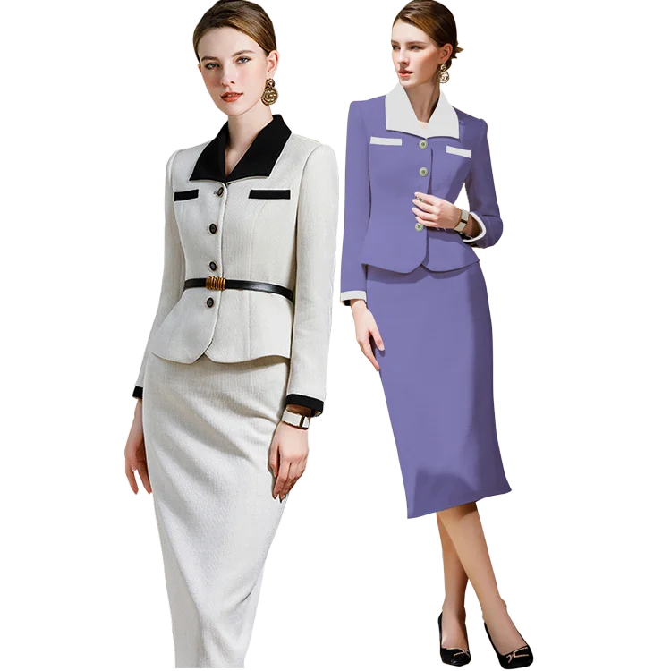 original supplier designed and fashion midi skirts suit matching hats winter blazer and skirt church suits for women