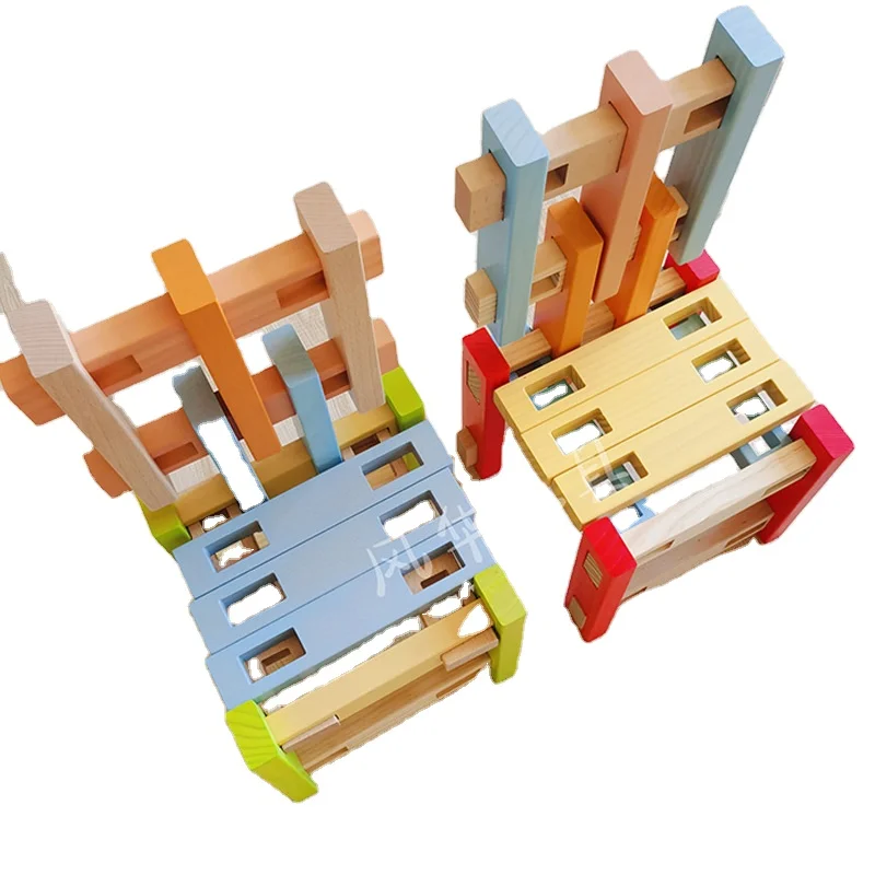 Настраиваемый большой деревянный строительный Блок игрушка для детского сада Детский пазл угловой сборочный блок головоломки