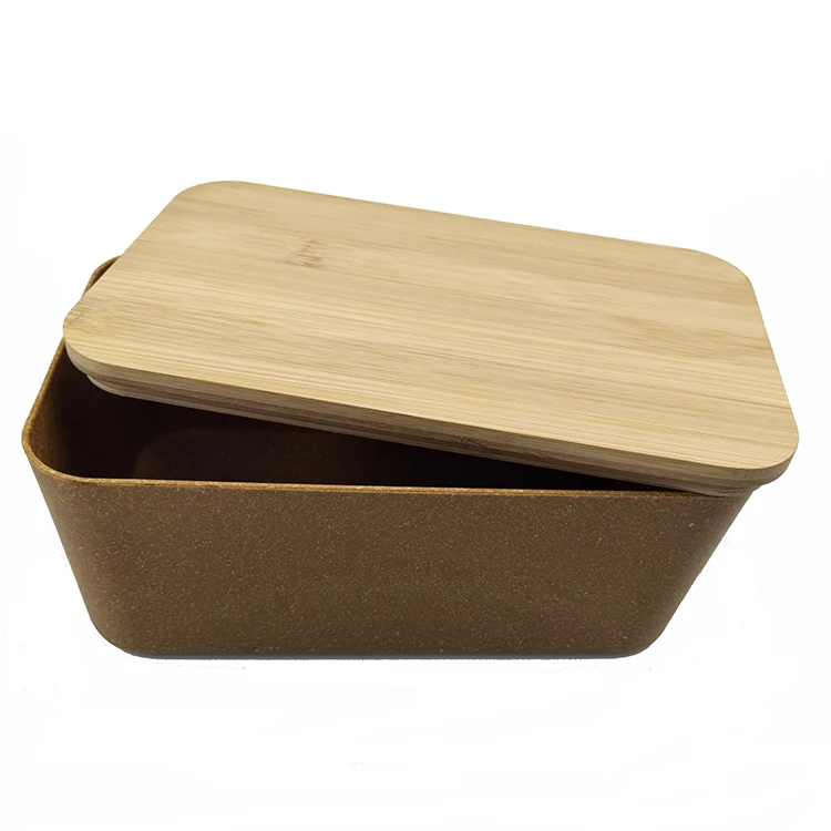 Эко-дружественных 1 слой для хранения еды кукурузы волокно Ланч-бокс с бамбуковой крышкой